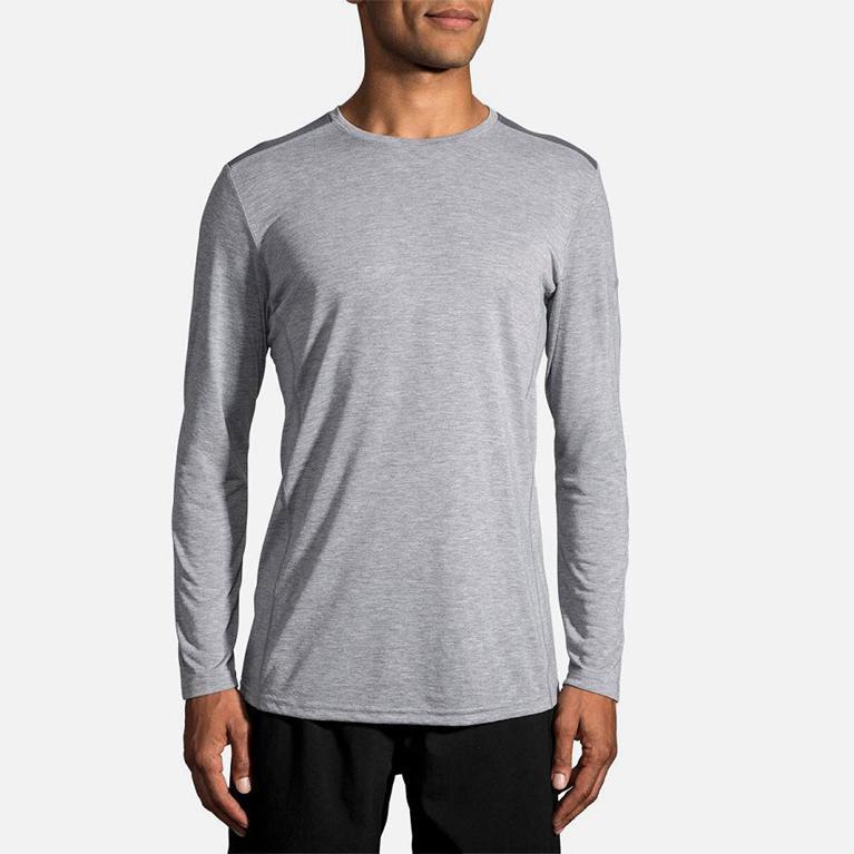 Brooks Men's Distance Long Sleeve Running Shirt - Grey (ZDRQ89756)